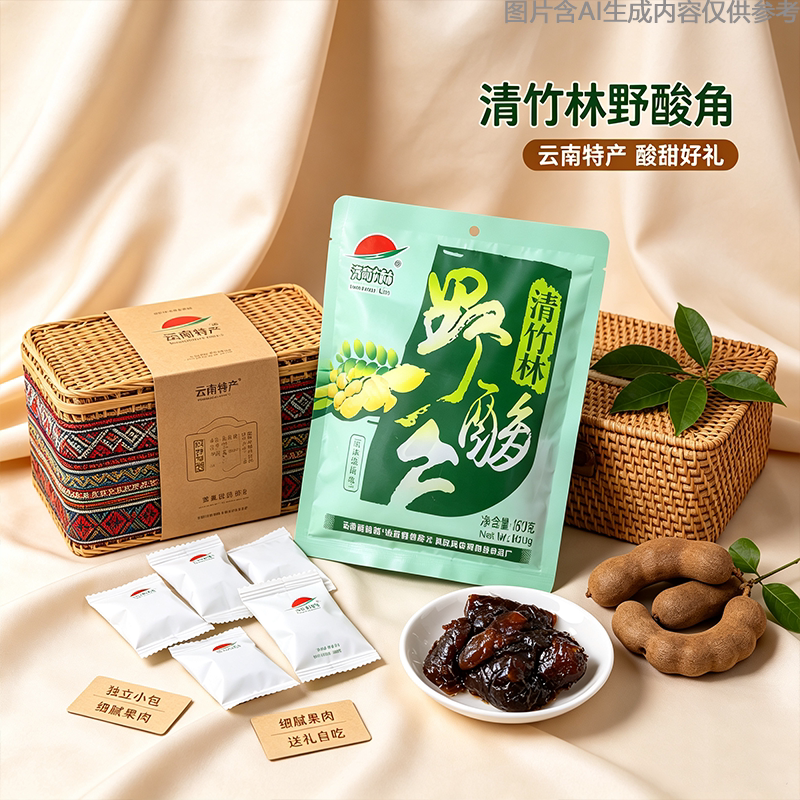 果脯蜜饯野酸角果泥休闲零食特产小吃云南糖果版纳酸角糕休闲零食