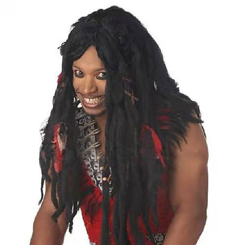 欧美男士风中g长卷发假发法官万圣节假日假发海王汉野人脏鞭子头