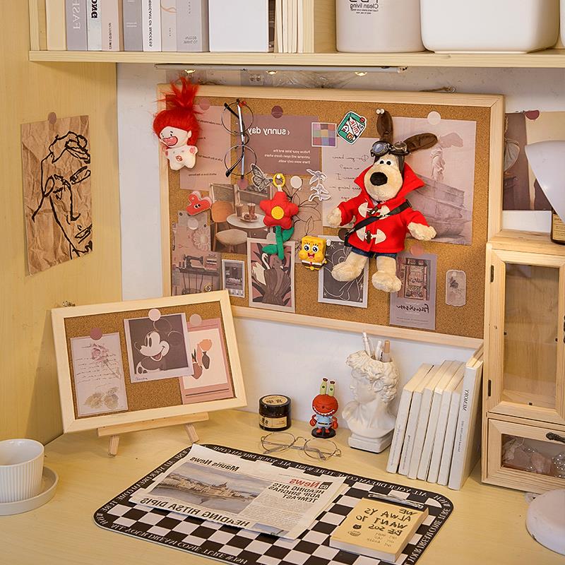 宿舍照片墙展示板墙面软木板挂墙背景毛毡板留言板墙壁挂式收纳架