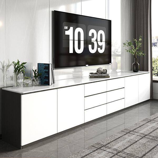 简约现代电视柜高款客厅家用茶几加高小户型落地岩板收纳储物一体