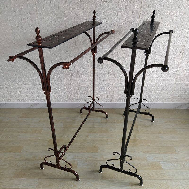 欧式中岛架落地架简易服装店展示架双排架中间货架双杠侧挂衣架