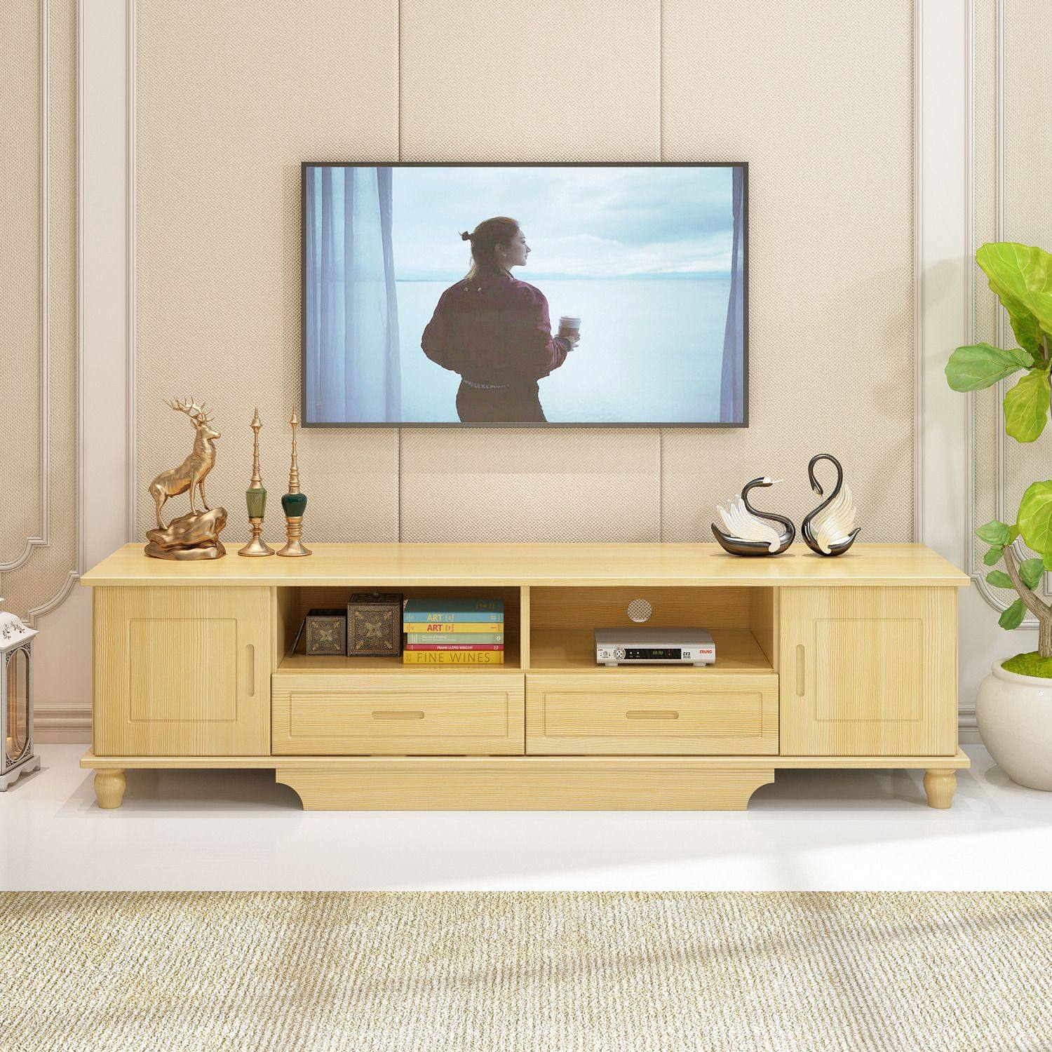 实木电视柜简约环保松木电视柜组合矮柜卧室客厅简易电视机柜子