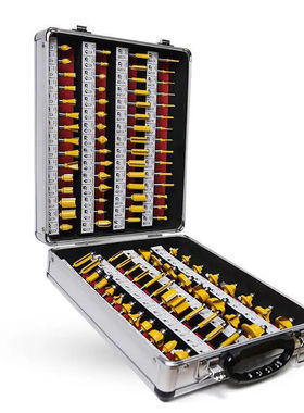 Allsome木工铣刀套装组合花刀100件套装修边机雕刻机1/4小柄DIY