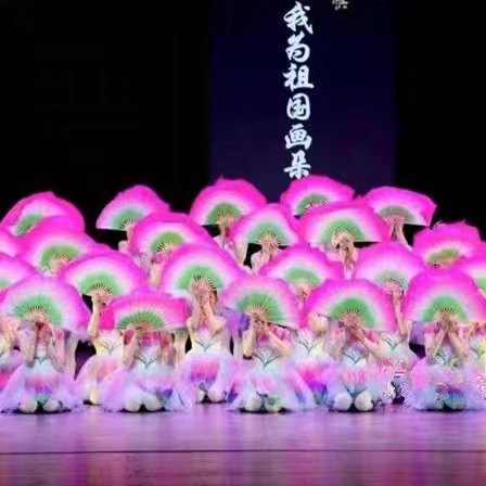 我为祖国画朵花六一儿童蓬蓬纱裙表演服少儿舞蹈扇子舞演出服新款
