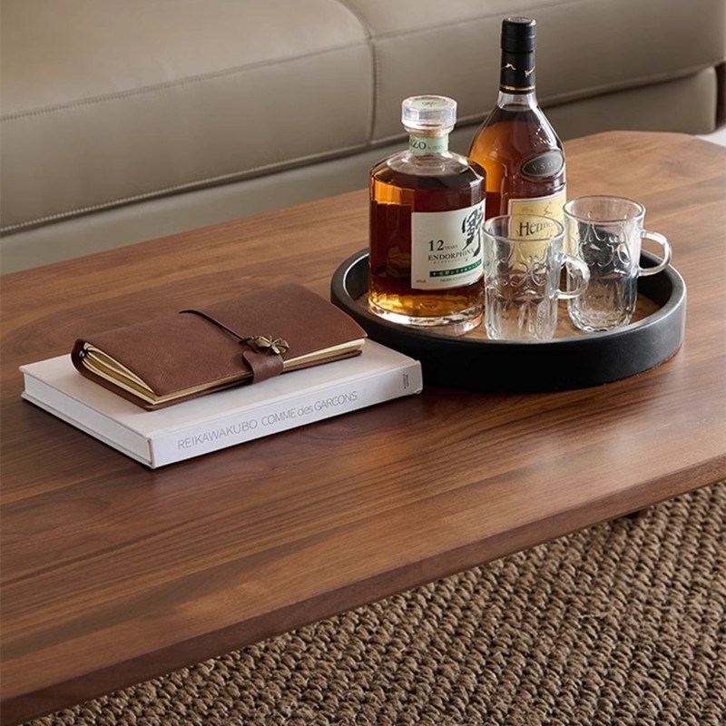 进口黑胡桃木望月茶几客厅全实木榫卯茶桌矮桌小户型家用飘窗茶台