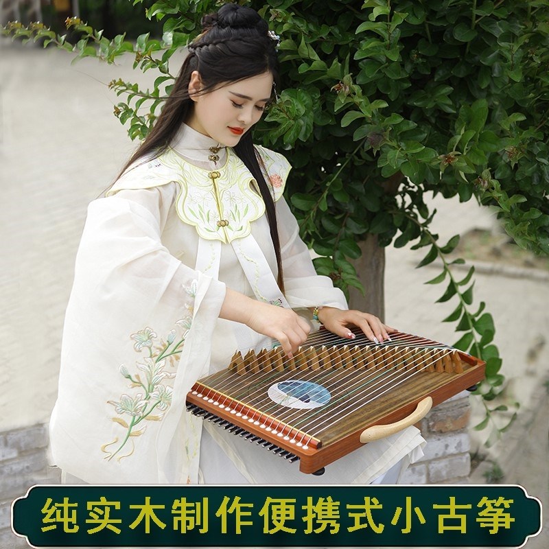 黑檀实木乐器古筝练指器21弦便携式初学者指法演奏.迷你小古筝