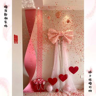 蝴蝶结网红装饰超大丝绒婚房成品布置春节店铺商场橱窗情人节背景
