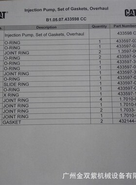 供应船舶柴油机配件MAK 8M43C  433598CC 注油泵垫片修理包INJECT