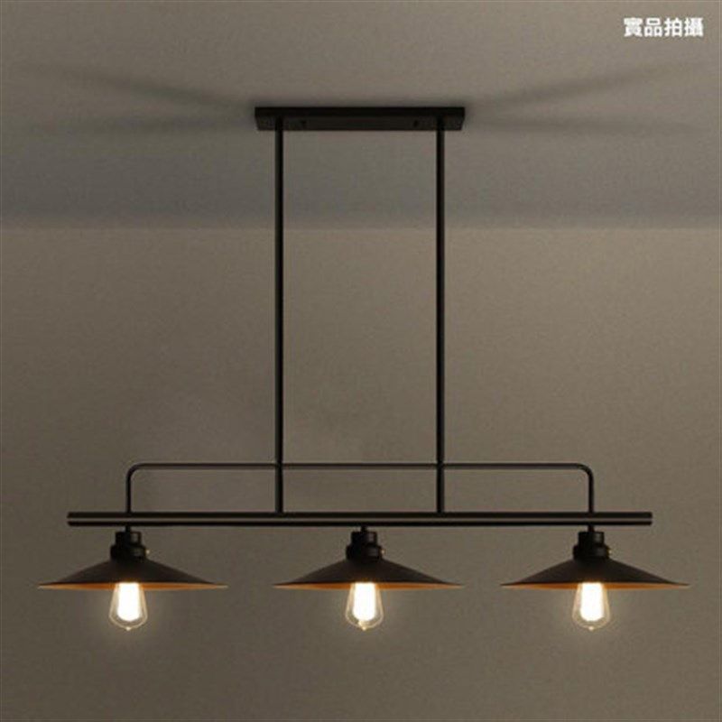 美式乡村简约餐厅吊灯3头复古风格铁艺灯具卧室书房酒吧台艺术灯