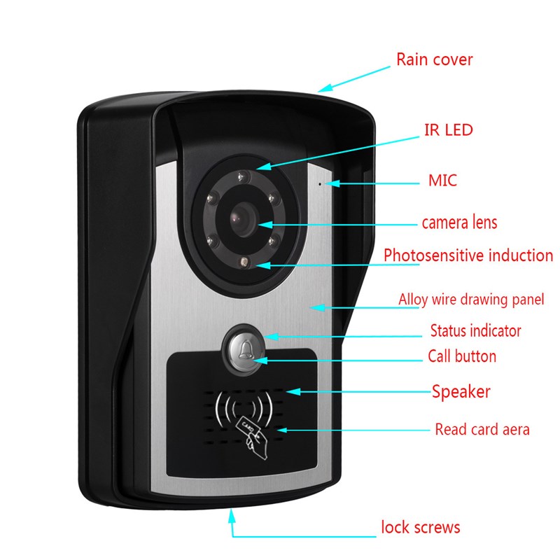 山一视达 7寸彩色可视门铃室外机ID刷卡夜视防雨一对一可视对讲