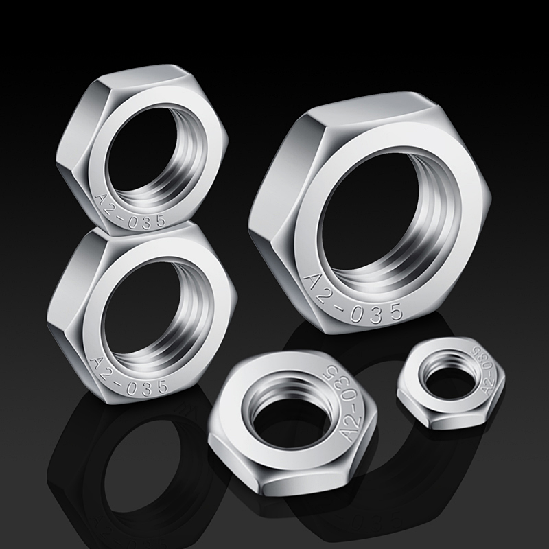 304不锈钢国标普通牙/薄螺母六角薄螺帽M5M6M8M10M12M16M18M20M24