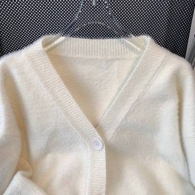 202新5款春季茸茸针织毛衣开衫外套女小子加个厚保暖长袖EVF上衣