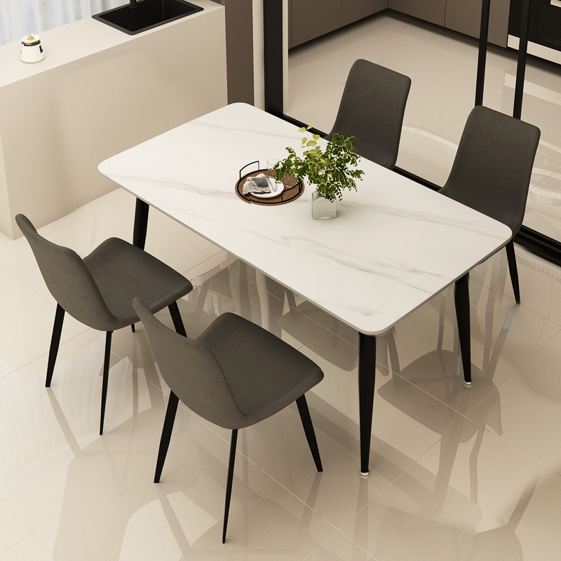意式岩板餐桌椅组合现代简约家用小户型长方形餐厅轻奢大理石饭桌