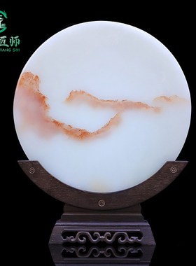 天然玉石平安扣摆件客厅电视柜玄关酒柜装饰品高档招财工艺小礼品