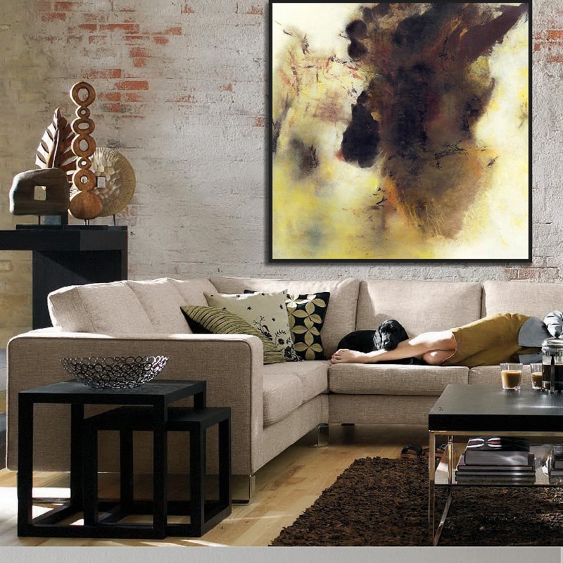 抽象艺术家赵无极现代泼墨大尺寸巨大幅公司办公室家居客厅装饰画