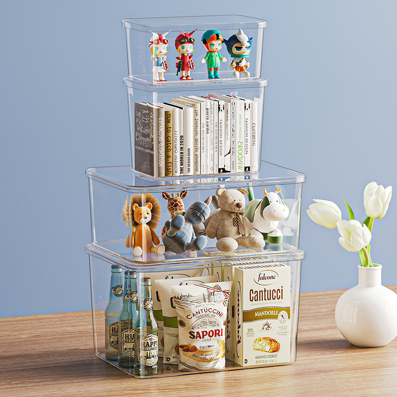 洋洋鱼透明收纳箱塑料厨房客厅有盖防尘整理箱杂物书籍加厚储物箱