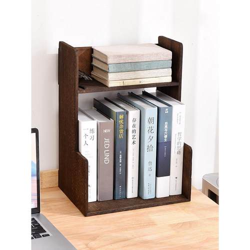 实木桌面书架小型储物阶梯书柜摆放学生书桌收纳架置物架办公书橱