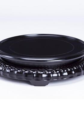 花瓶底座圆形木质 陶瓷茶壶花盆佛像鱼缸奇石头实木摆件旋转底座