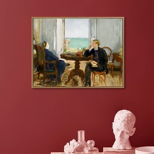 装 复古怀旧挂画马奈沙发背景墙玄关餐厅壁画印象派 饰画客厅欧式