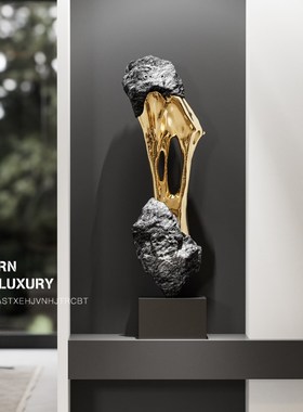轻奢石来运转落地摆件客厅沙发边电视柜旁高级感样板间玄关装饰品