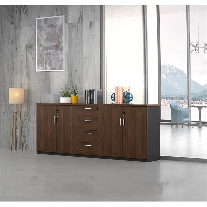 办公室木质文件柜抽屉矮柜t带锁收纳柜子储物柜隔断柜子档案柜边