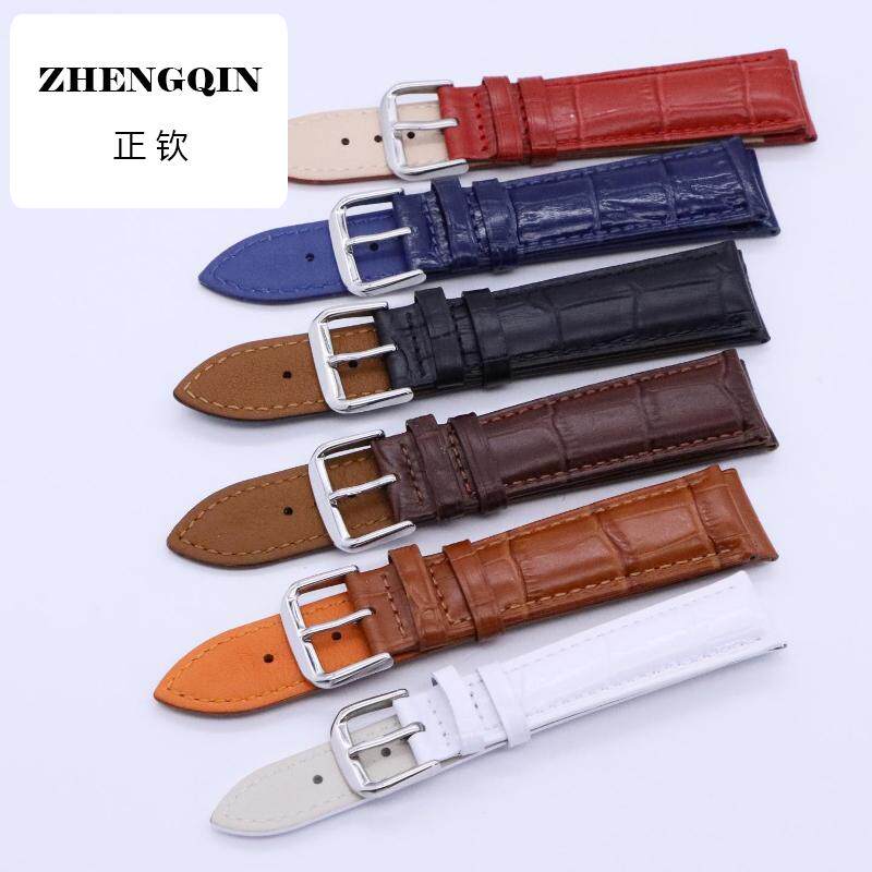 适用盒装真皮手表带 男女通用皮表带 小牛皮竹节纹针扣柔软皮带8-