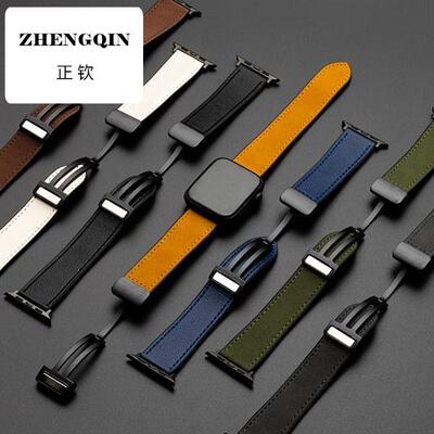 适用于iwatchs8表带硅胶皮s7磁吸扣s9苹果s6手表s5s4s3男女手表带