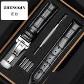 2502 适配阿玛泥手表带男真皮针扣蝴蝶扣AR1981 2447 60008黑武士