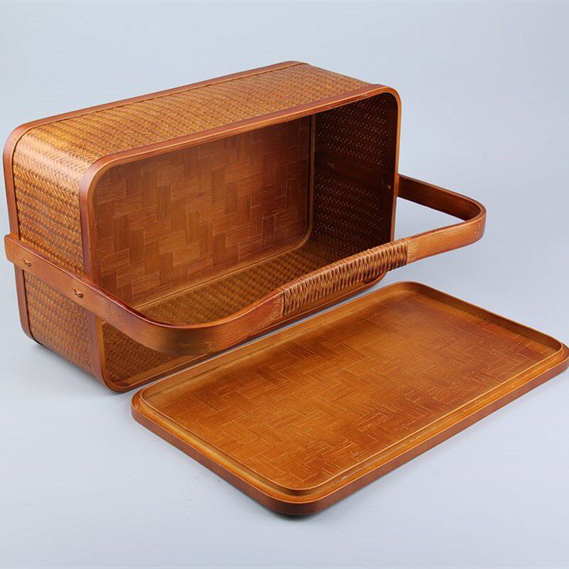 竹编竹篮竹篮子礼盒食物篮包装食盒提篮两层提盒送饭篮,收纳整理,购物篮,淘宝优惠券,粉丝福利购,淘宝优惠卷