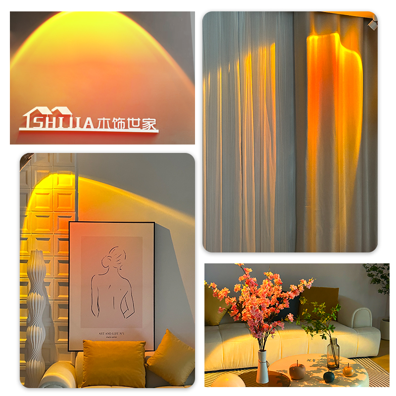 明装日落灯射灯洗墙灯家用背景墙嵌入式氛围灯可度夕阳红射灯