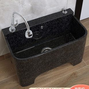 阳台拖把池高脚四脚带腿拖布池黑色仿古地拖盆水池陶瓷户外墩布槽