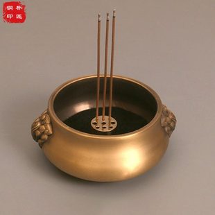 纯铜香炉香薰线香炉供佛香插家用室内供奉烧香熏香大号檀香炉托灰