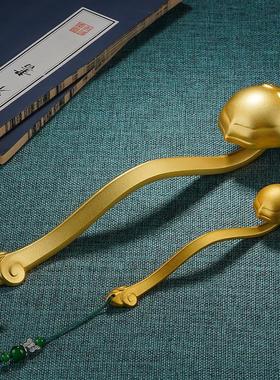 黄铜摆件 如意手把件 铜工艺品 书房 桌面中式饰品 祝寿生日 礼物