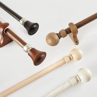 木纹窗帘杆罗马杆卧室客厅单杆双杆简约加厚窗帘铝合金阳台静音