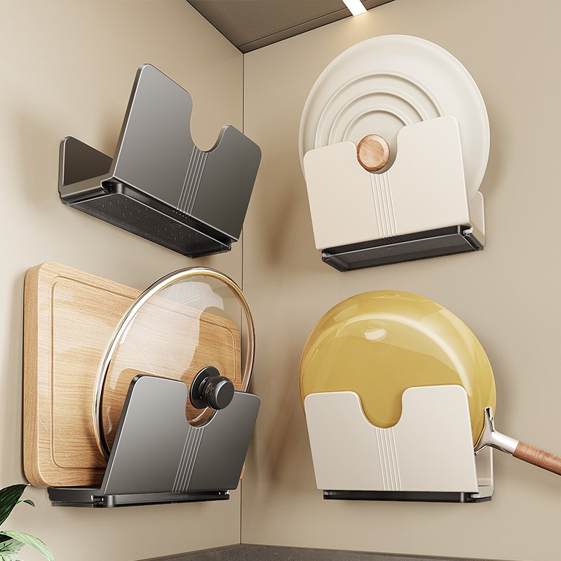 锅盖架厨房置物j架壁挂式放菜板砧板多功能免打孔墙上收纳神器架