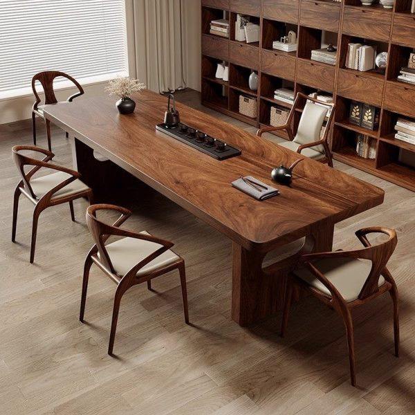 南美胡桃木茶桌椅组合一桌五椅家用客厅实木大板泡茶台新中式茶几,商业/办公家具,茶台/茶桌,淘宝优惠券,粉丝福利购,淘宝优惠卷