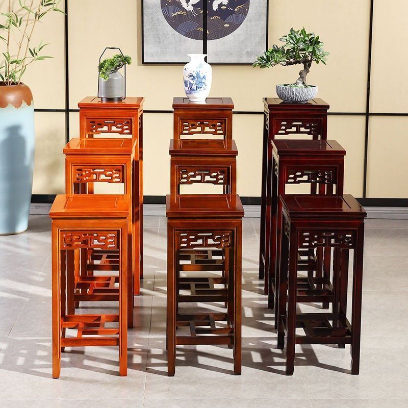 实木花架客厅中式仿古多层绿萝四方木H质花几仿红木阳台室内盆景