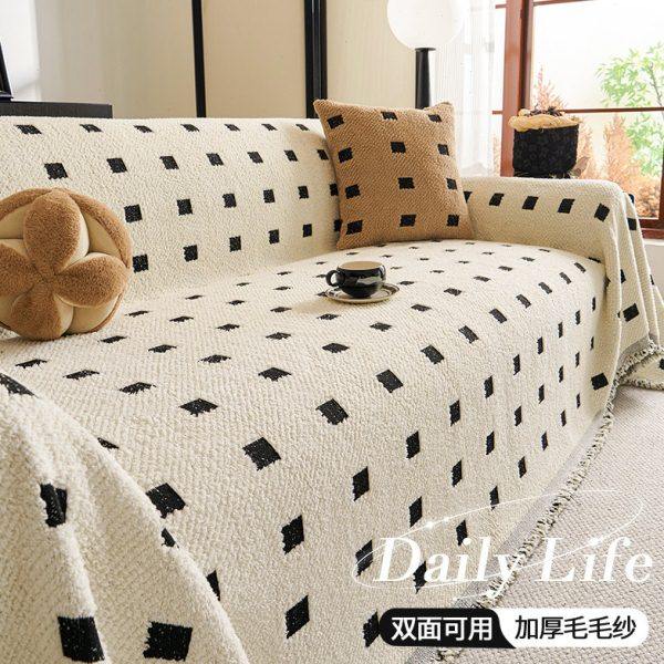 中古奶油风毛绒沙发盖布巾2024新款四季通用轻奢高级防滑坐垫盖毯,居家布艺,沙发垫,淘宝优惠券,粉丝福利购,淘宝优惠卷