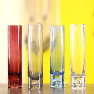 简约底泡玻璃直筒花瓶底部加厚富贵竹绿萝水培客厅装饰桌面摆件