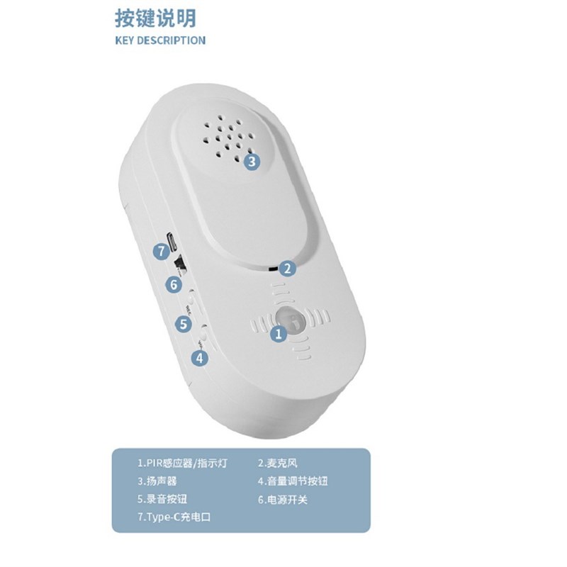出门提醒器智能语音提示器门铃感应器人体感应免打孔家用老人礼品