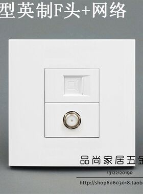 86型面板 英制F头电视电脑面板 宽频电视网络插座 TV面板RJ45插座