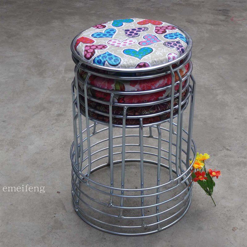 2个包邮编织面小板凳不锈钢圆凳子成人钢筋家用矮凳小铁圆凳27高