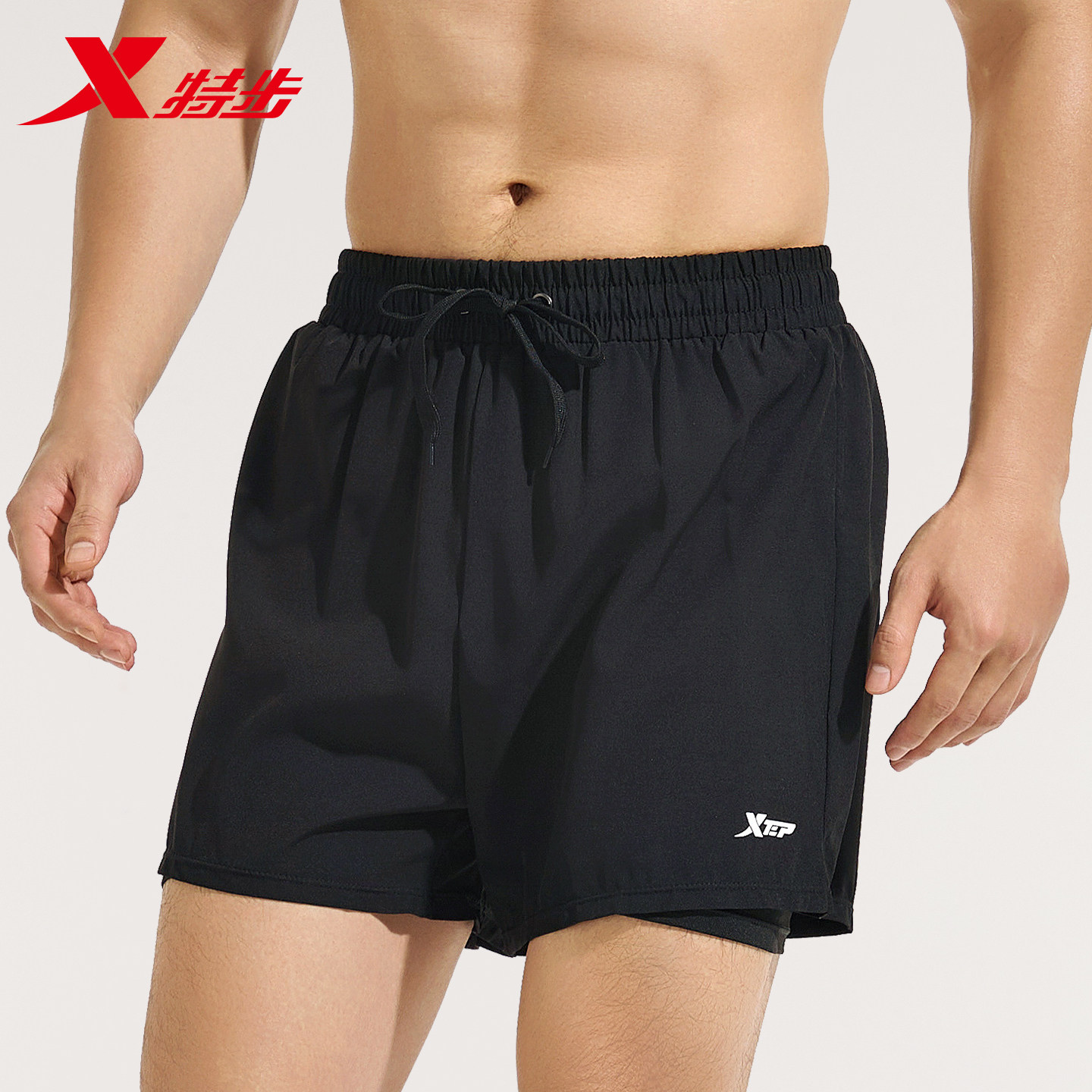 特步泳裤男款双层速干青少年男士防尴尬游泳裤2025新款泡温泉套装