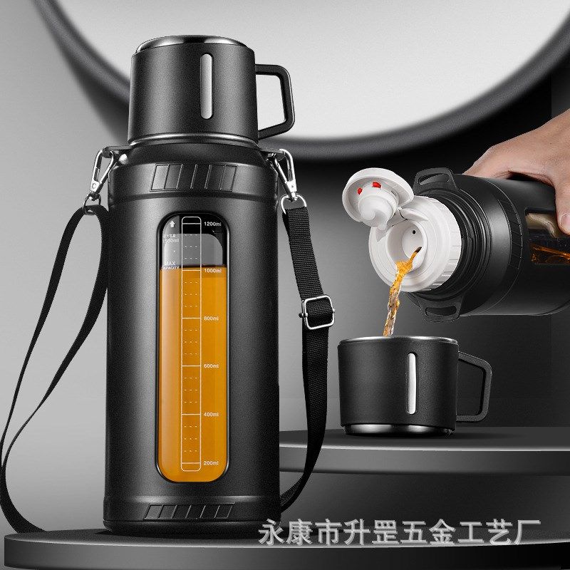 2000ml水杯大容量玻璃杯子男夏季运动防摔耐高温喝水茶水分离茶杯