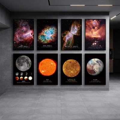 星球装饰画太空宇宙银河系星云星系客厅挂画儿童房间卧室床头壁画