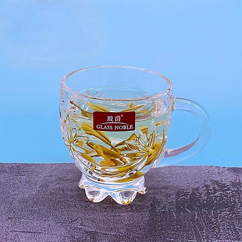 玻爵清库玻璃杯带把水杯透明圆形咖啡杯啤酒杯网红新品花茶杯批发