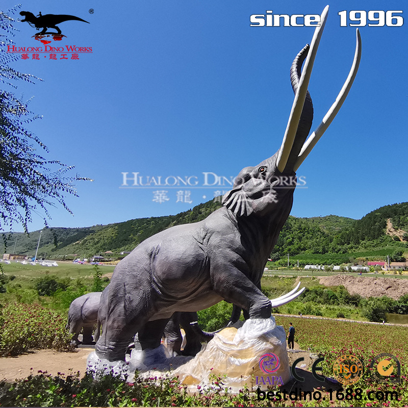 大型机械电动硅胶黄河古象模型摆件仿真大象仿真动物玩具景区模型
