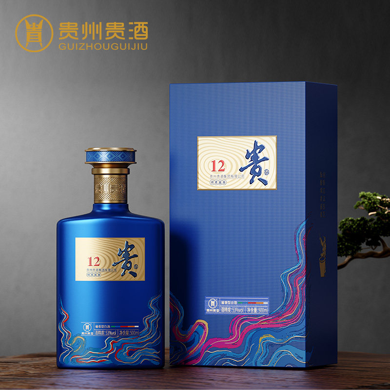 贵州贵酒 贵酒12(四代)53度500mL单瓶 酱香型白酒