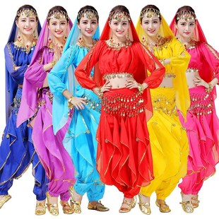 印度舞演出服舞台表演r服装 肚皮舞套装夏裙长袖旋转裤演出服