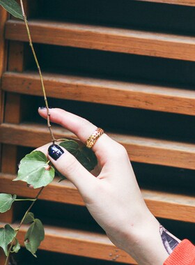 日系纯色简单麦穗戒指土豪金龙骨钛钢情侣对戒欧美不锈Y钢戒指